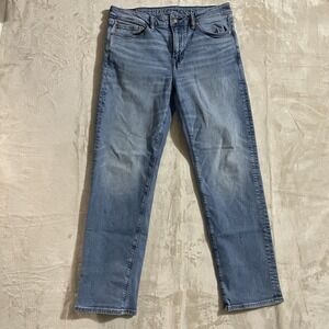 American‎ Eagle Jeans Mens 32x30 Original Straight AirFlex Blue Denim Light Wash